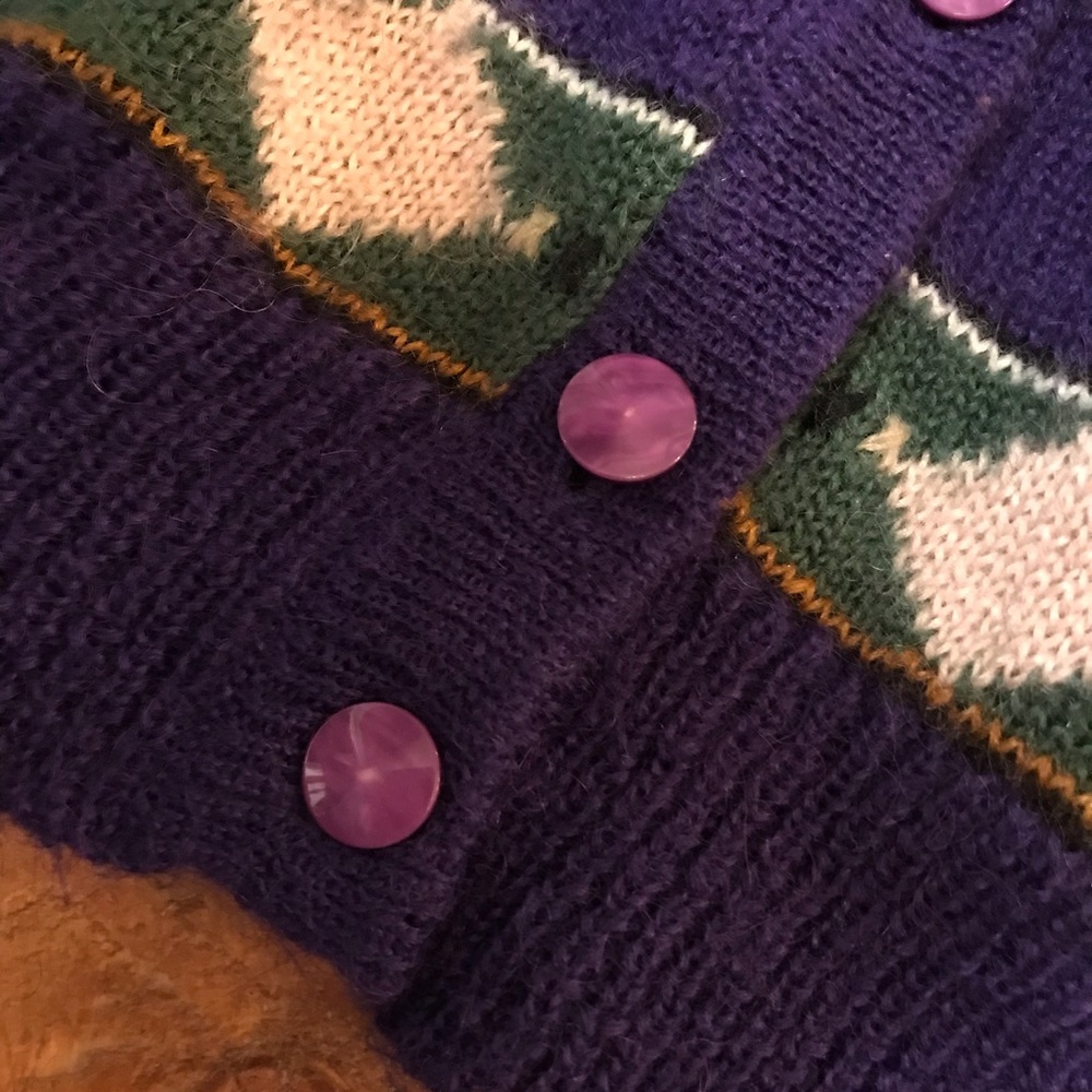 Purple Knit Cardi with Geometric Patterns - Picture 4 of 7